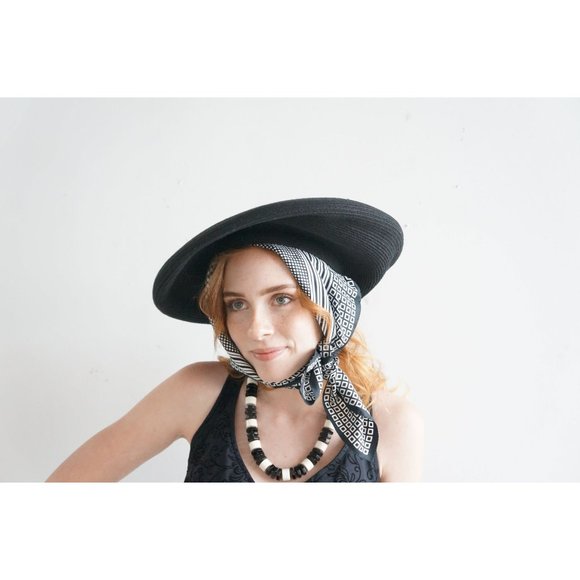 Black and White Multi-Patterned Scarf Vintage Accessory - Picture 3 of 5